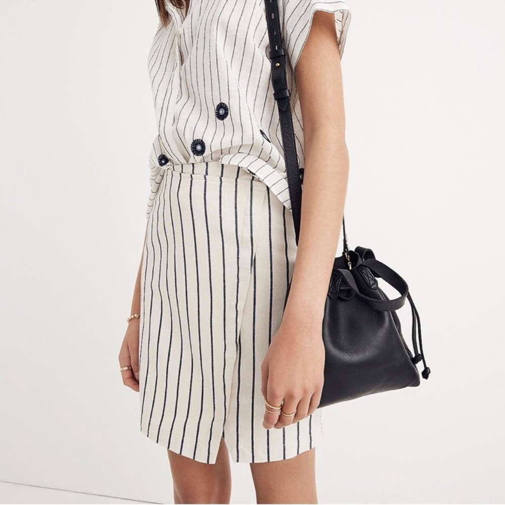 Madewell Faux Wrap Striped Mini Skirt